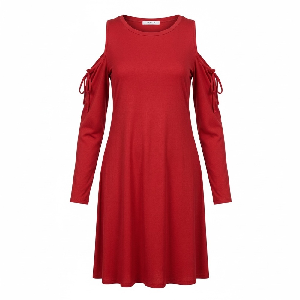 Emerald Scarlet Cold Shoulder Long Sleeve Dress